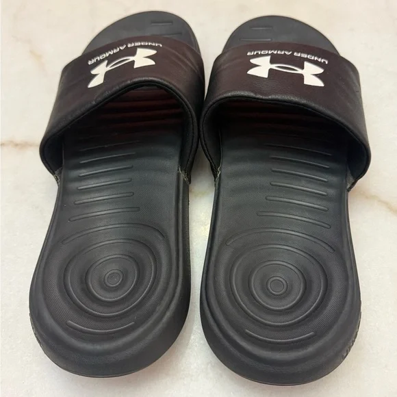 Under Armour Black Slides with White Logo - Picture 2 of 8